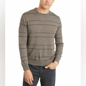 Banana Republic Men’s 100% Merino Wool Brown Striped Crewneck Sweater Size Large